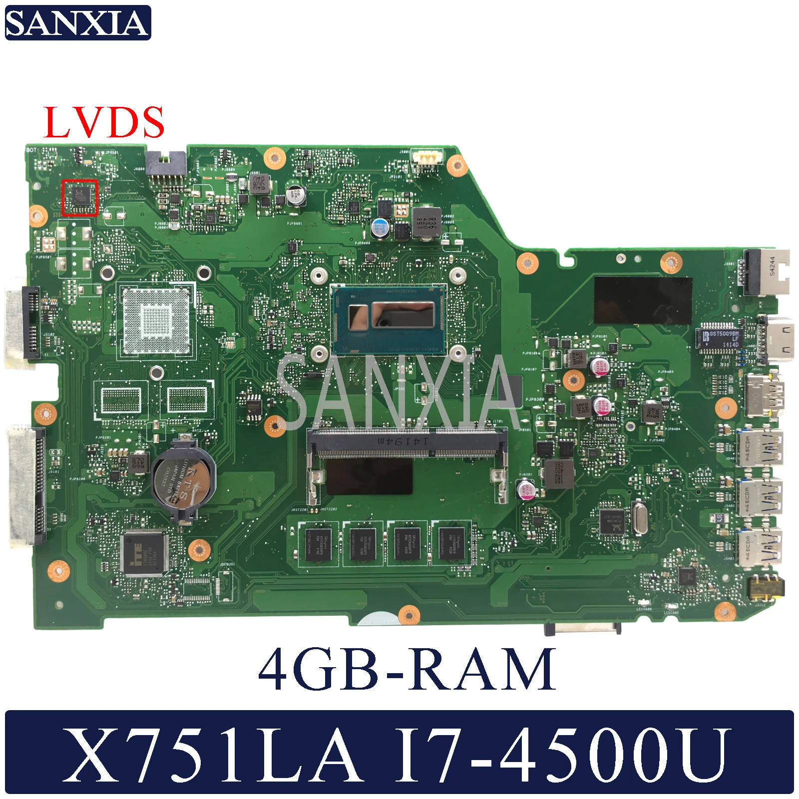 Günstig KEFU X751LD Laptop Motherboard Für ASUS X751LA X751LAB Original Mainboard 4GB-RAM I7-4500U LVDS/EDP
