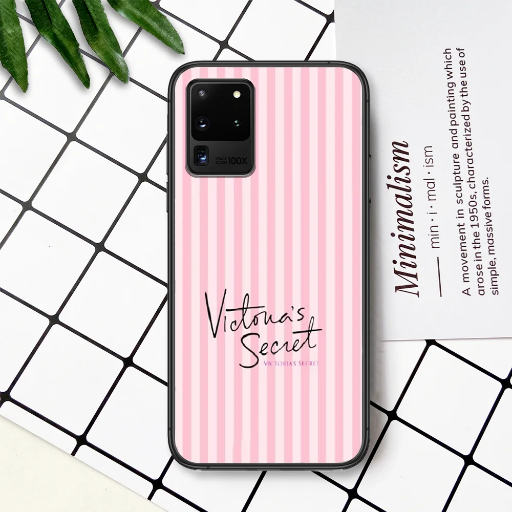

Victoria Pinks VS Brand Phone Case For Samsung Galaxy Note S 8 9 10 20 Plus E Lite Uitra black Bumper Pretty Prime Fashion Funda