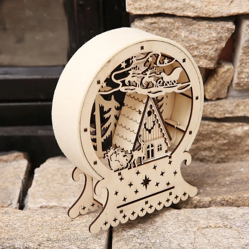 1 шт. мини деревянный дом Рождественская игрушка украшения светящиеся кабины