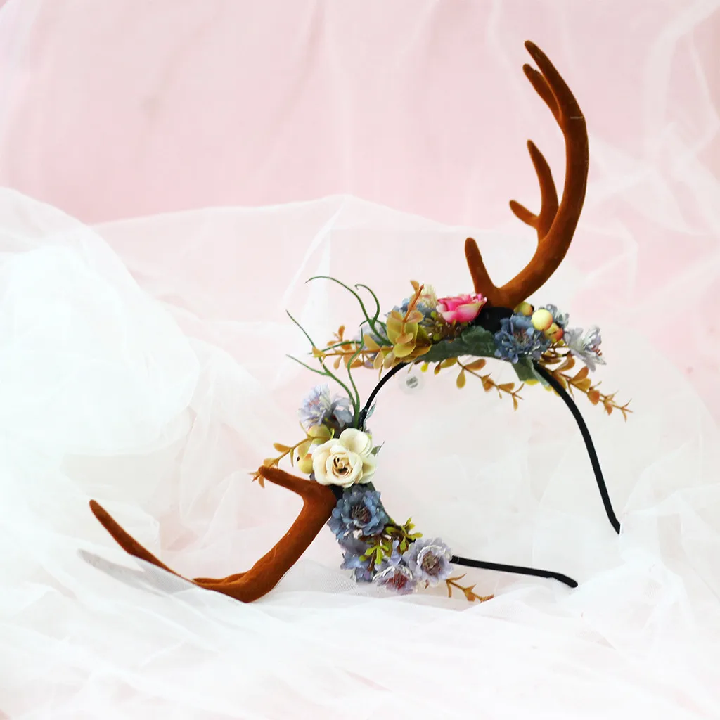 Unisex Headband fiesta con diadema de venado Outgeek Antlers Headband Deer Party Hats for Easter Christmas