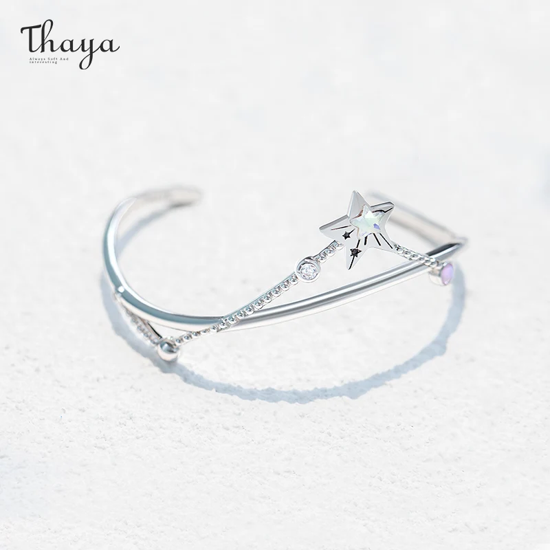 

Thaya Original Design Vast Galax Bracelet Star Bracelet With White Crystal Bracelet Opening Design Enagement Bracelet Women