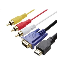 10pcs gold planted new hdmi compatible hdtv to vga hd15 ypbpr 3 rca adaptor cable gm