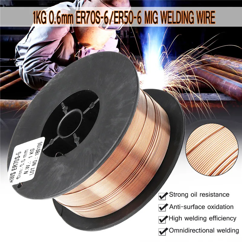 

0.6/0.8/0.9/1.0/1.2mm 1KG Carbon Steel Gas Shielded Welding Wire Mild Steel ER70S-6 / ER50-6 MIG Carbon Steel Welding Wires