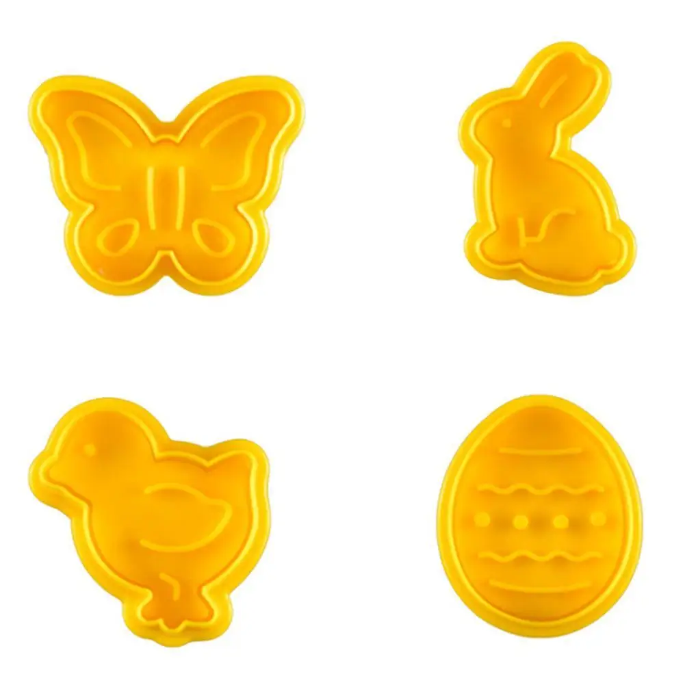 

4Pcs/set Cookie Cutter Chick Rabbit Cake Cartoon Baby Toy Decor Plunger Cutter Fondant Sugar Sugar Tool Paste Loaf Craft X8L1