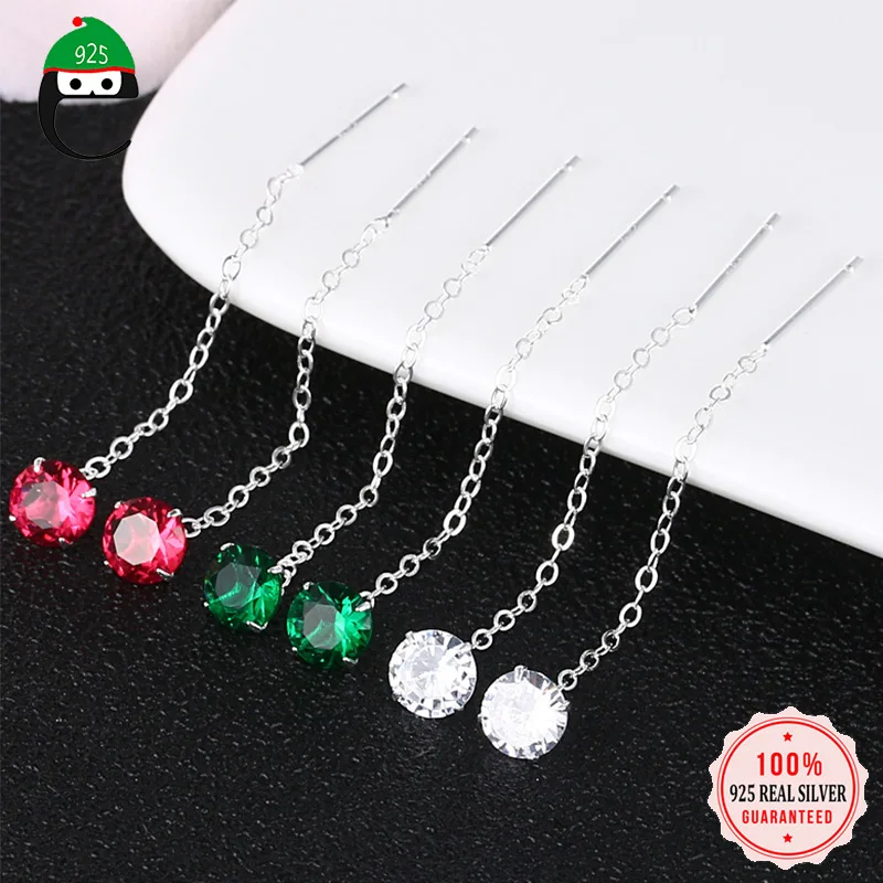 

Trustdavis 925 Стерлинговое серебро 4,5 см кисточка блестящая CZ цепочка капля стикер Висячие серьги для женщин Свадебные ювелирные изделия DA123