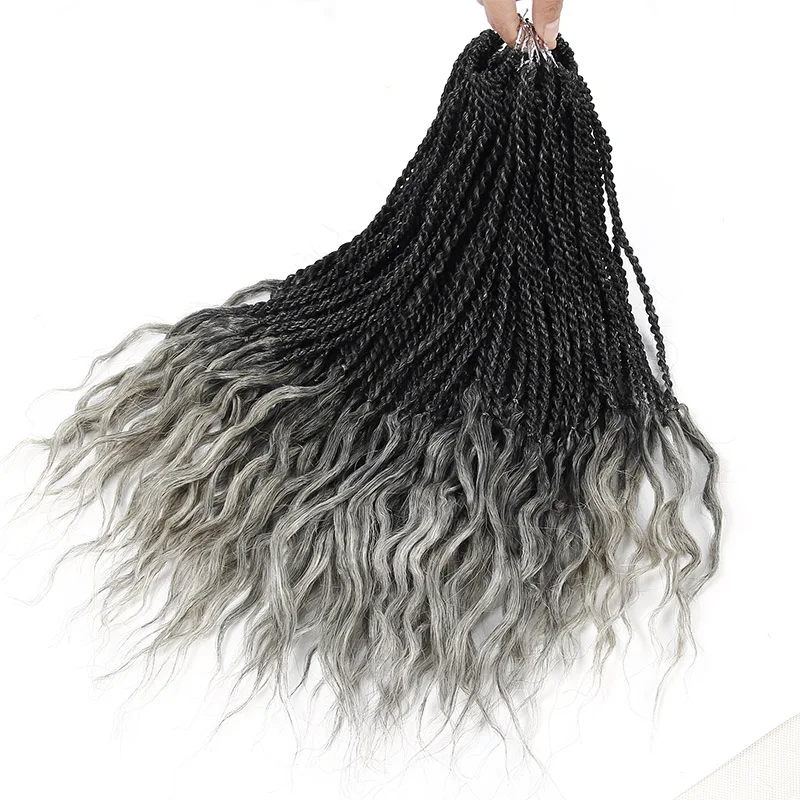 # Серый 18 '' Вязание косичками из крученых косичек Плетение из синтетических волос сенегальские косы канекалон - Цвет: # Серый