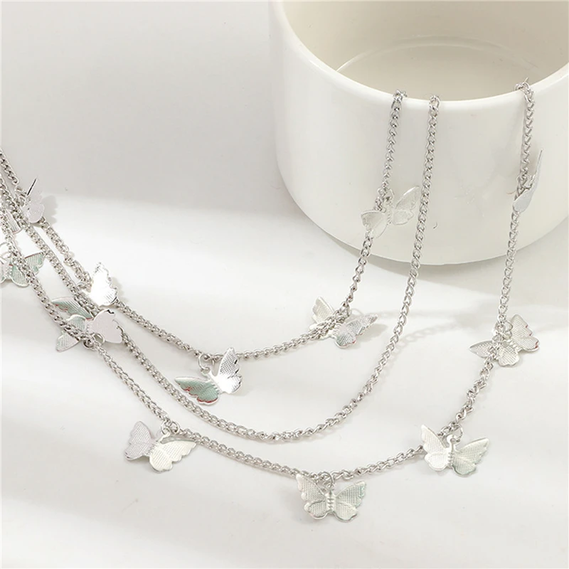 

Chic Butterfly Multilevel Layer Metal Chains Waist Key Chain Fashion Side Metal Kettingriem Accessories Jewelry for Jeans