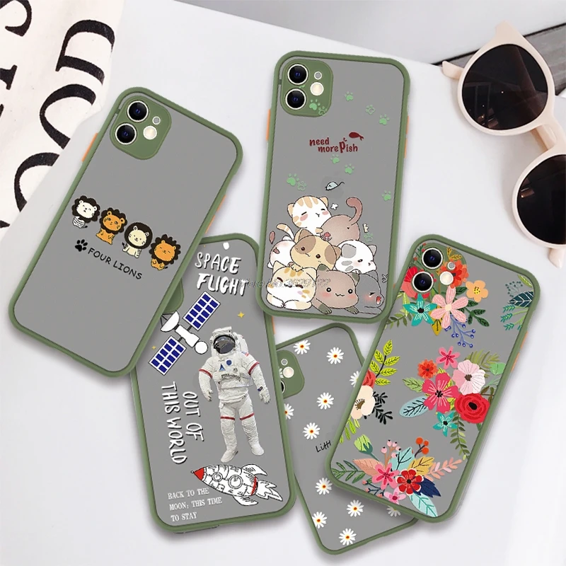 Cartoon Phone Case For iPhone 6S 6 7 8 7Plus 6sPlus 8Plus Fashion Daisy Flower Shells Matte transparent Cases Cover | Мобильные