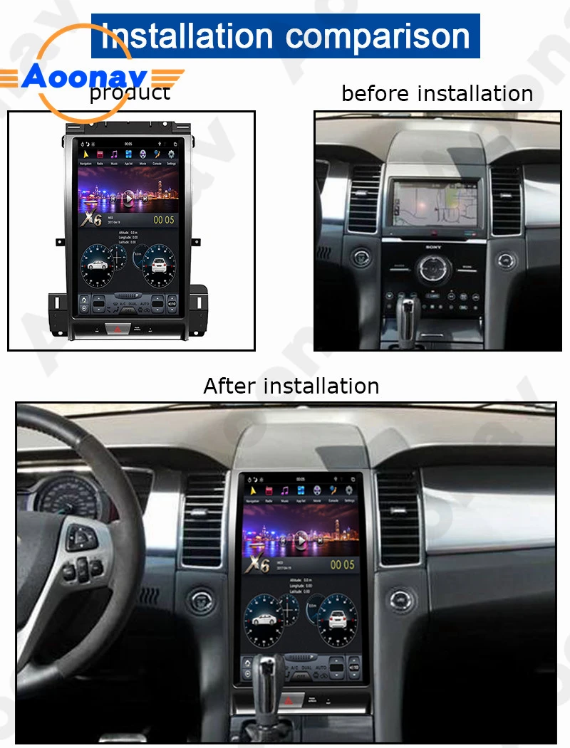 AOONAV автомобильный вертикальный экран для Ford Taurus 2012-2016 GPS-радиоприемник