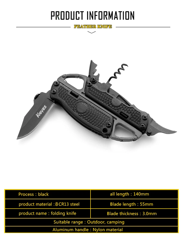 7в1 нож из нержавеющей стали многофункциональные складные ножи карманный