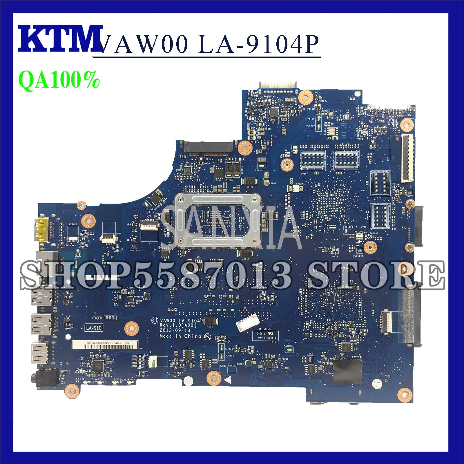 

KEFU LA-9104P Laptop motherboard for Dell Inspiron 15R 3521 5521 original mainboard I3-3217U CPU GM