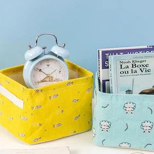 Корзина для хранения из хлопка и льна, с принтом, водонепроницаемая, с ручками
