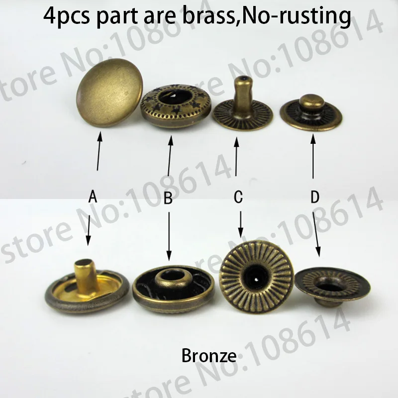 Латунь металлические застежки кнопки 10 мм 12 5 15 металлический Пресс шпильки