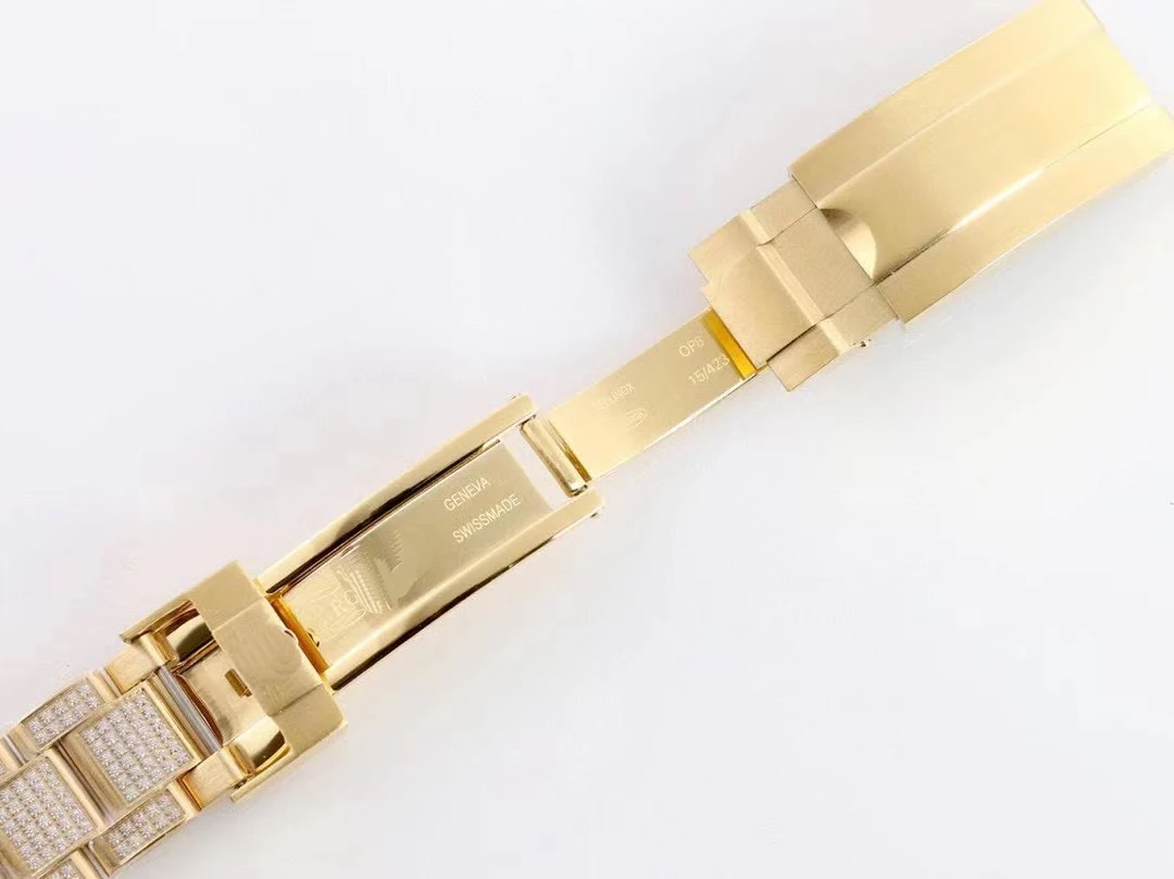 

Luxury Brand Men 18K Yellow Gold Automatic Mechanical Stainless Steel Sapphire ETA2813 Full Iced Diamond Luminous Black Watch