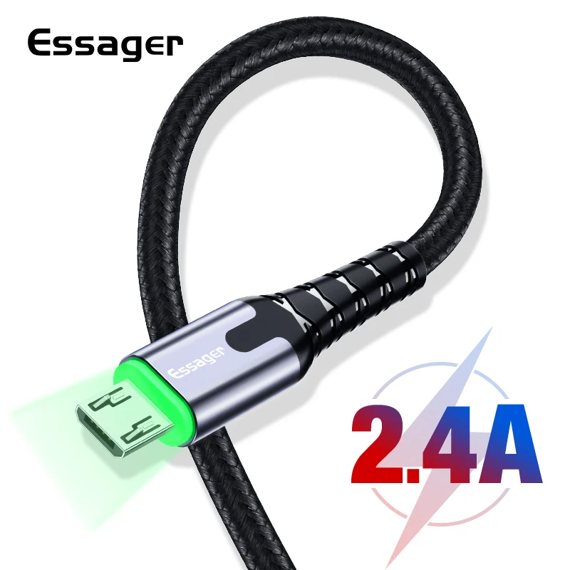 Essager светодиодный Micro USB кабель для быстрой зарядки и передачи данных провод шнур 2m 3M USB зарядное устройство через Micro USB кабель для samsung Xiaomi LG Android мобильного телефона