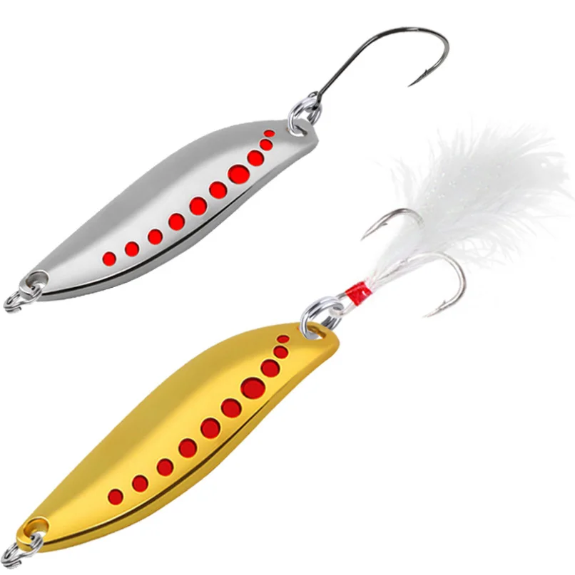 Купи 1PCS Spoon Spinner Metal Leech Fishing Lure Hard Baits Sequin Wobbler with Feather For Pike Trout Bass Catfish Fishing Tackle за 32 рублей в магазине AliExpress