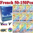 Карты французского покемона, блестящие 54 в макс. 34 в 12 энергетических карт, игровая бирка, команда EX GX V MAX, карт Покемон франчеса, торговая игрушка, 50-150 шт.