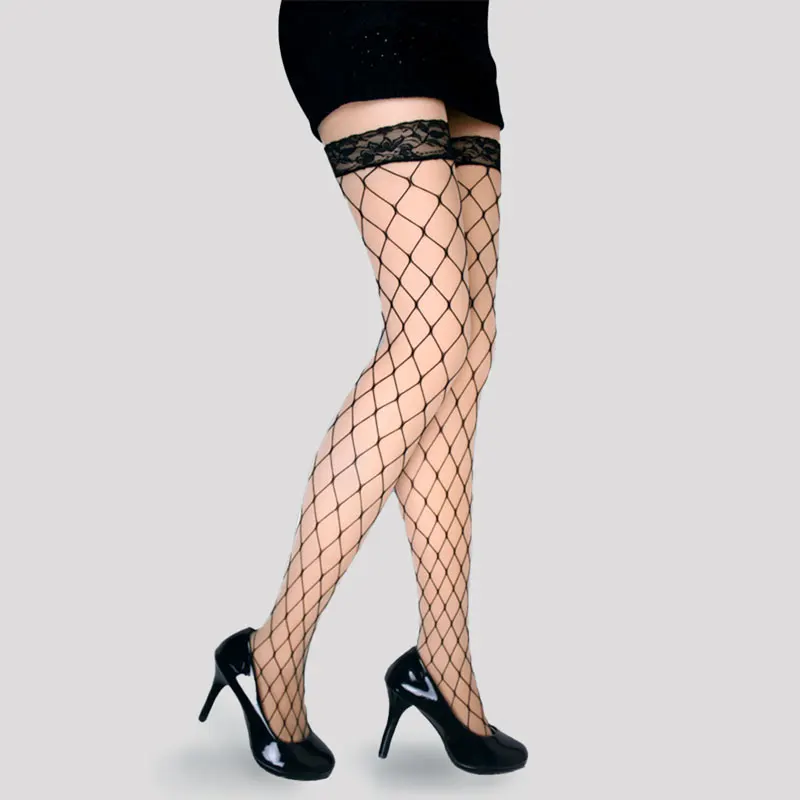 

Sexy Women's Ladies for Girls Fence Anime Net Longe Stockings Lace Fishnet Thigh-Highs Sheer Silk High Socks Hollow Plaid Design