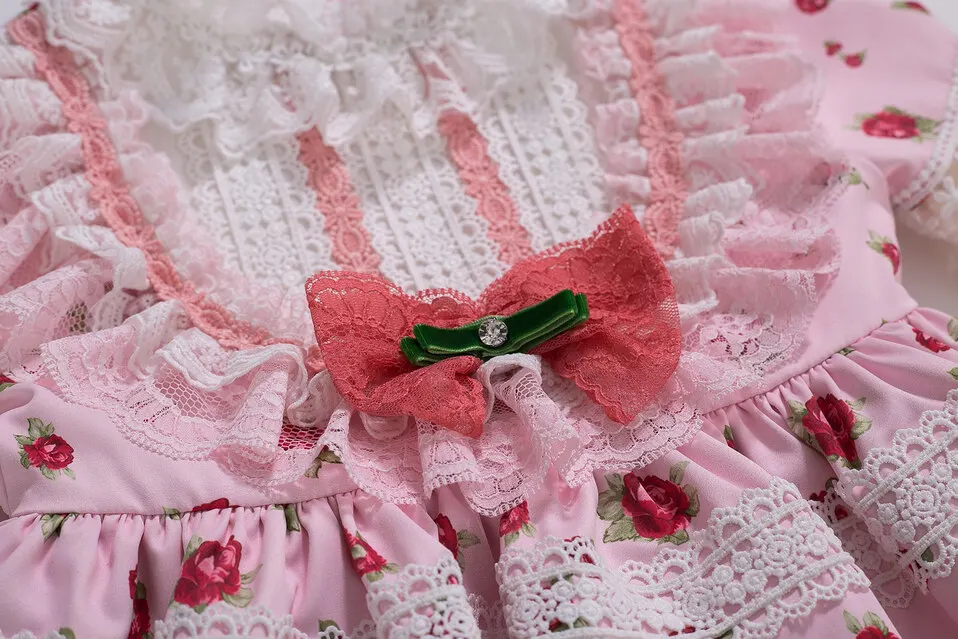 Pettigirl Girls Dresses For Party Flower Pink Printed Lace Evening Long Kids Dress | Детская одежда и обувь