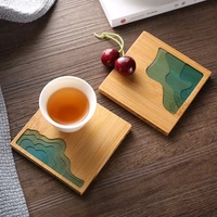epoxy resin coaster modern art painting cup holder non slip heat insulation placemat coffeetea pad table mat kitchen accessories