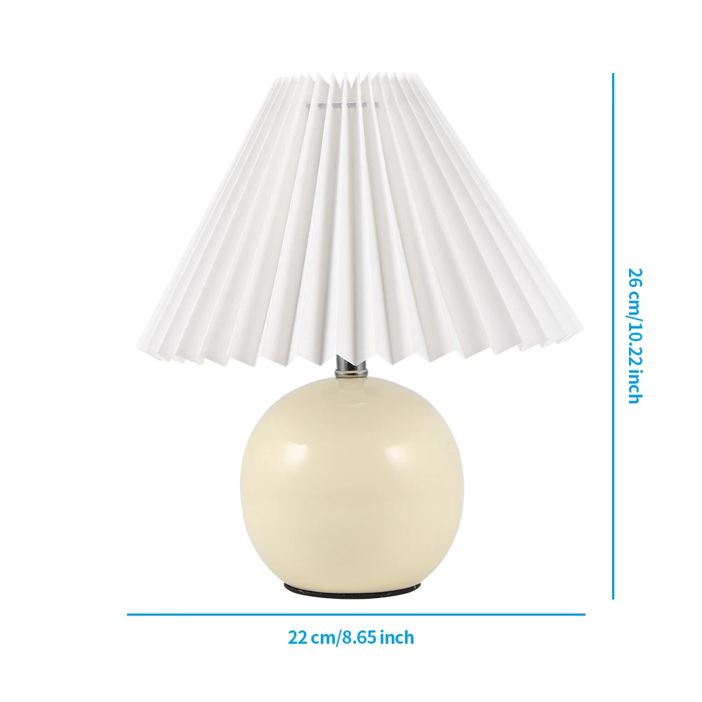 

Korean Pleated Table Lamp Ins DIY Ceramic Table Lamps For Living Room Home Deco Cute Lamp With Tricolor Led Bulb Beside Lamp