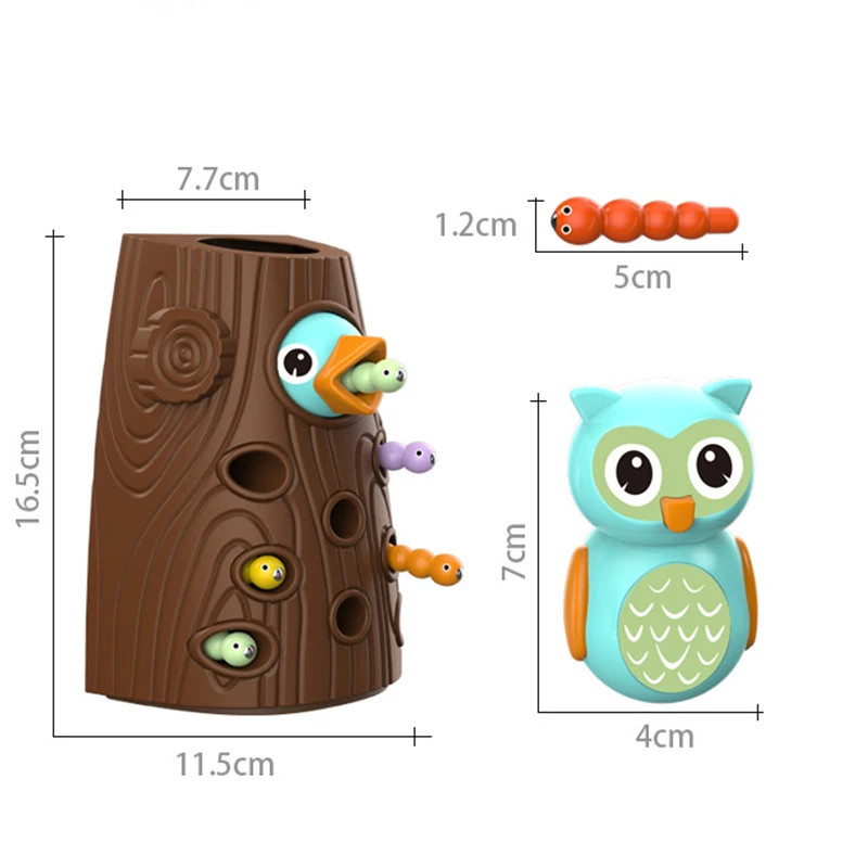 

Kids Fishing Toys Woodpecker Magnetic Catch Bugs Feeding Game Children 3D Puzzle Educational Family Toys Set Kit