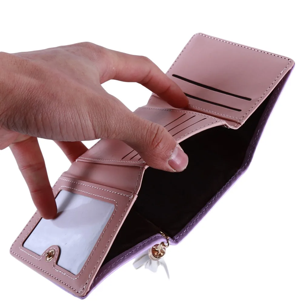 

New Candy Colors Short Wallet Female Personality Zipper Buckle Card Bit Coin Pocket Small Fresh Wallet Billetera Portemonnee