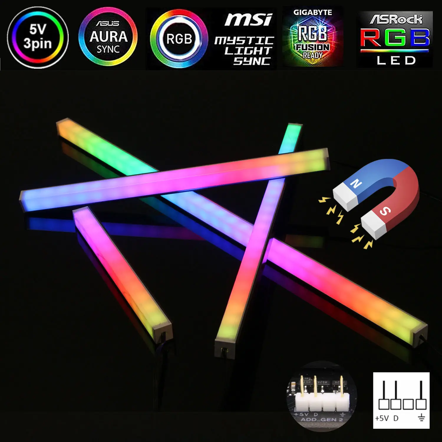 Светодиодная RGB лента WS2812b Адресуемая для ПК ASUS Aura SYNC MSI Mystic светильник GIGABYTE Fusion2.0