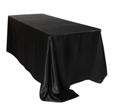 145x320cm White/Black Tablecloths Table Cover Rectangular Satin Tablecloth for Wedding Birthday Party Hotel Banquet Decoration - Color: Black