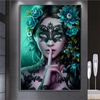 С украшением в виде цветка 5d алмазная вышивка DIY алмазная живопись Красота Набор для вышивания крестиком камни в форме ромбаНабор для рисования с круглыми камнями и полотном мозаичная маска для девочек, одежда для дома