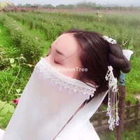 2022 hanfu face curtain ancient style cover face tassel veil ancient decorations full set of female hair accessories step shake