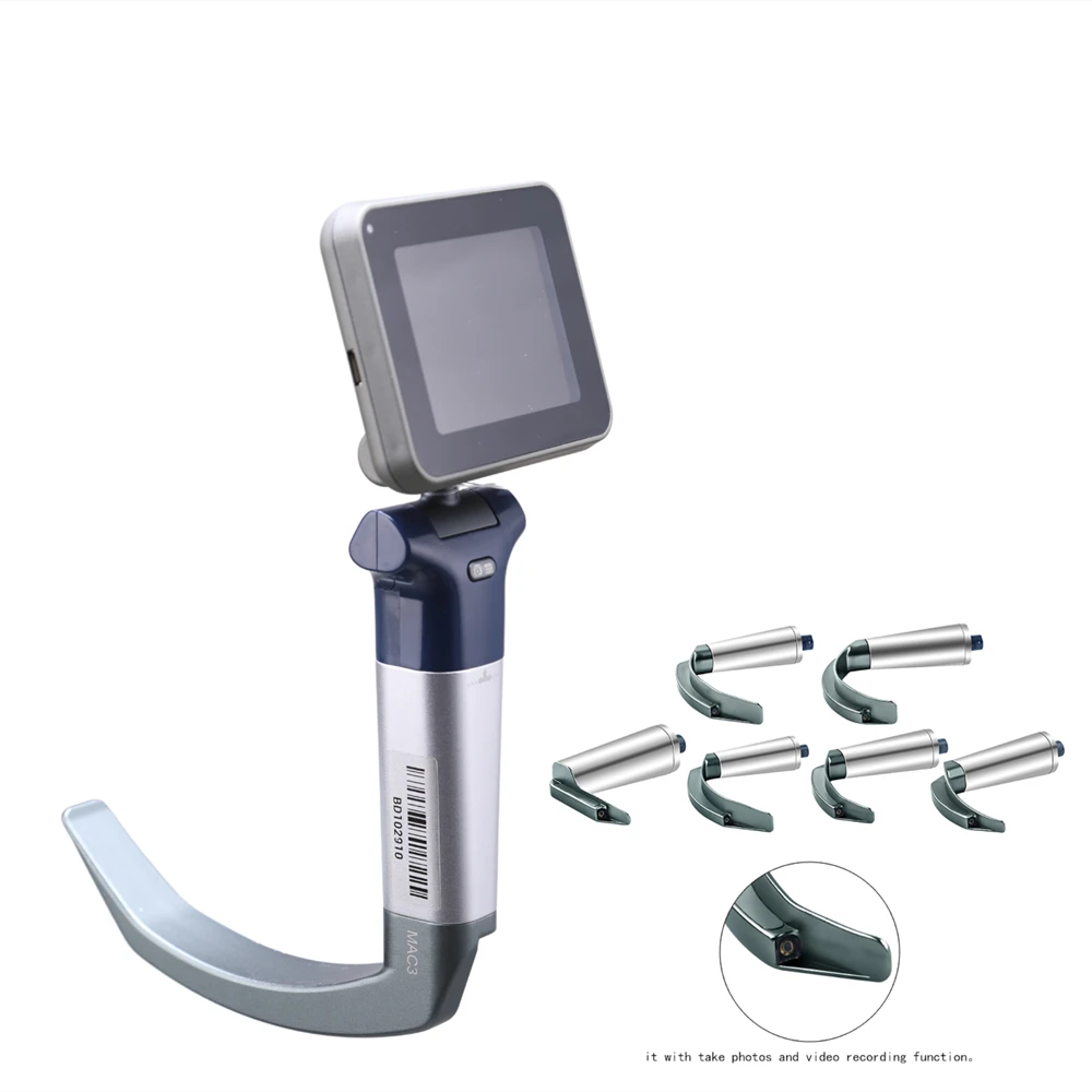 3 Inch Digital Handheld Recordable Reusable Video Laryngoscope With 6 Blades