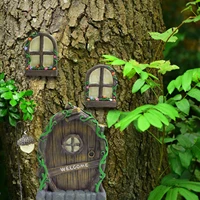 miniature fairy tree decoration resin figurine fairy door and windows tree sculpture for outdoor funny yard art garden decor