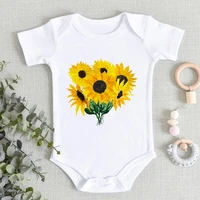 summer 2021 hot sale baby bodysuit short sleeve sunflower harajuku plus size baby girl clothes home casual toddler boy onesie