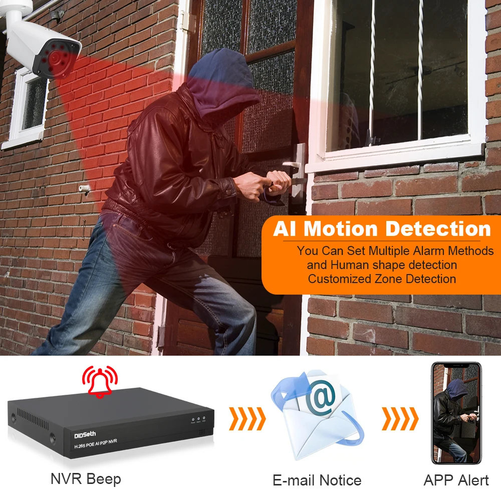 DIDSeth 4CH HD 1080P POE CCTV видео NVR система 4 шт. 2MP POE ip-камера для улицы, водонепроницаемая Домашняя безопасность, комплекты видеонаблюдения