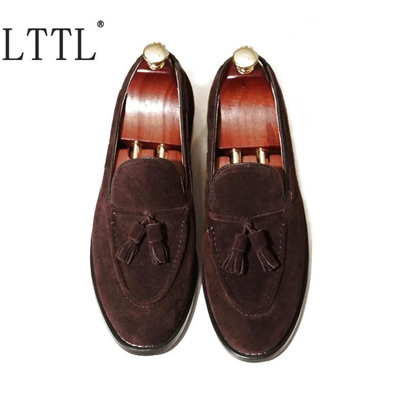 

Высококачественные замшевые кожаные лоферы LTTL, мужская обувь с бахромой, дышащая Классическая обувь, мужская повседневная обувь