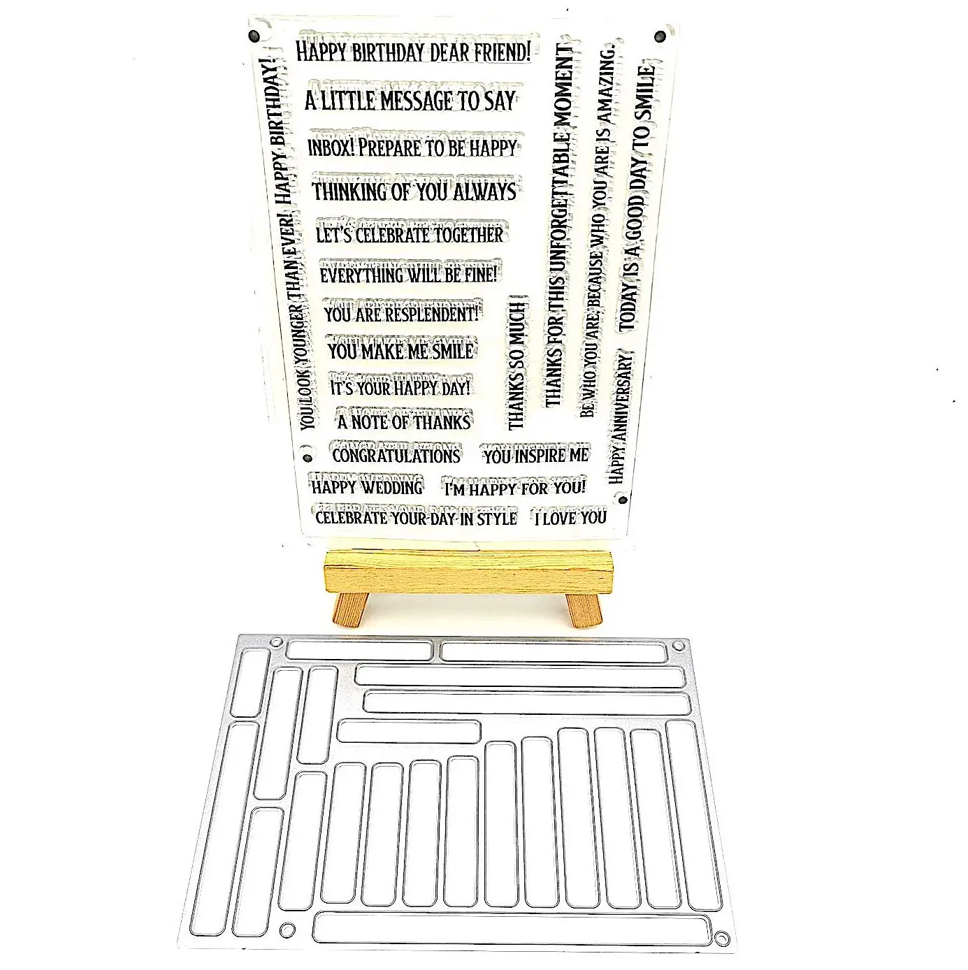 

Alinacutle CLEAR STAMPS Die Cut Stripe Die Banner Tag Sentiment DIY Card Album Paper Craft Rubber Roller Transparent Stamp