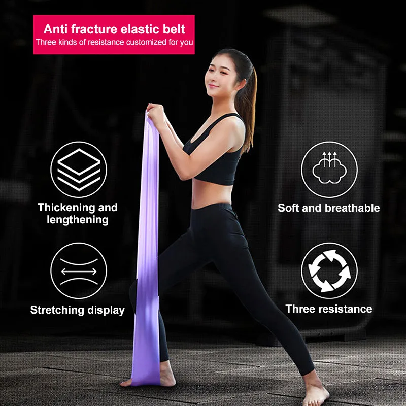 

150cm Yoga Pilates Stretch Resistance Band Exercise Fitness Band Training Elastic Exercise Fitness Rubber natural rubber Gym