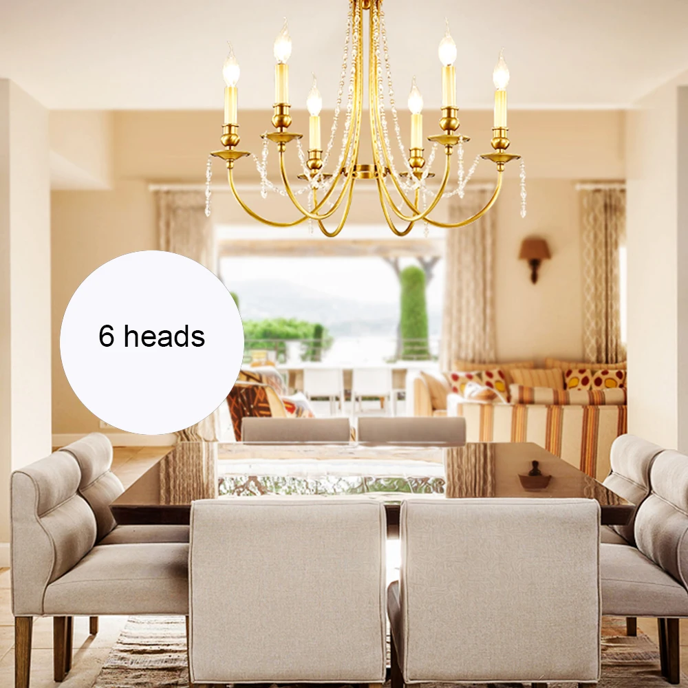 Современный винтажный дизайн Хрустальная E14 старинная Золотая светодиодная