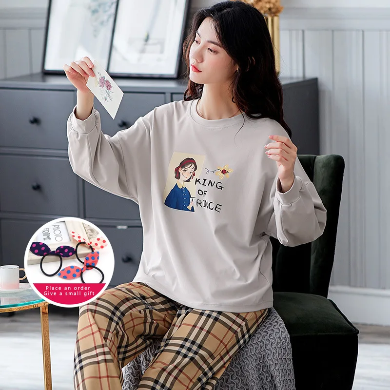 Зимняя Пижама комплект для женщин японская и Корейская пижама в простом стиле