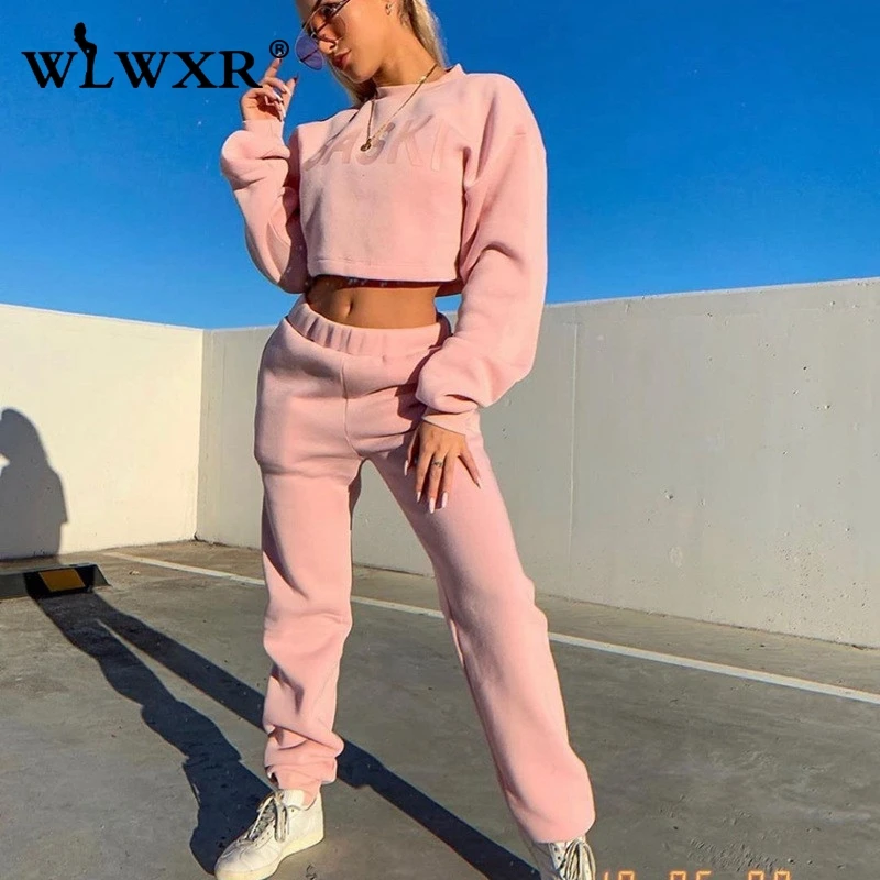 WLWXR уличная одежда комплект из двух предметов топ и брюки женские розовые наряды