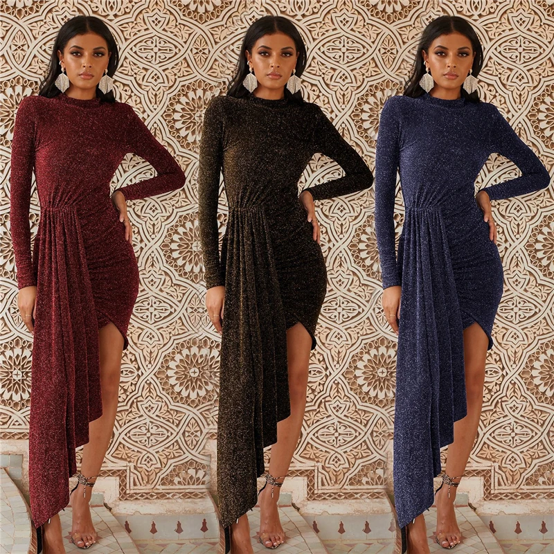 

2021 Woman Dress Fashion Newest Party Dress Lone Sleeve Office Lady