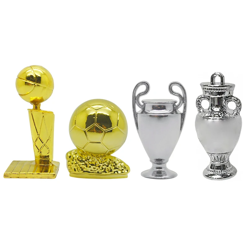 

High Quality Football Basketball Champion Small Trophy Model Metal Cup Keychain Toys Soccer Fans Souvenirs Collectibles Gift