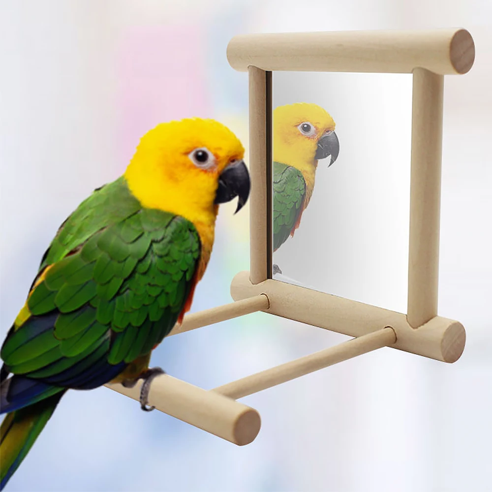 Деревянное Зеркало-игрушка для домашних животных забавная игрушка попугаев