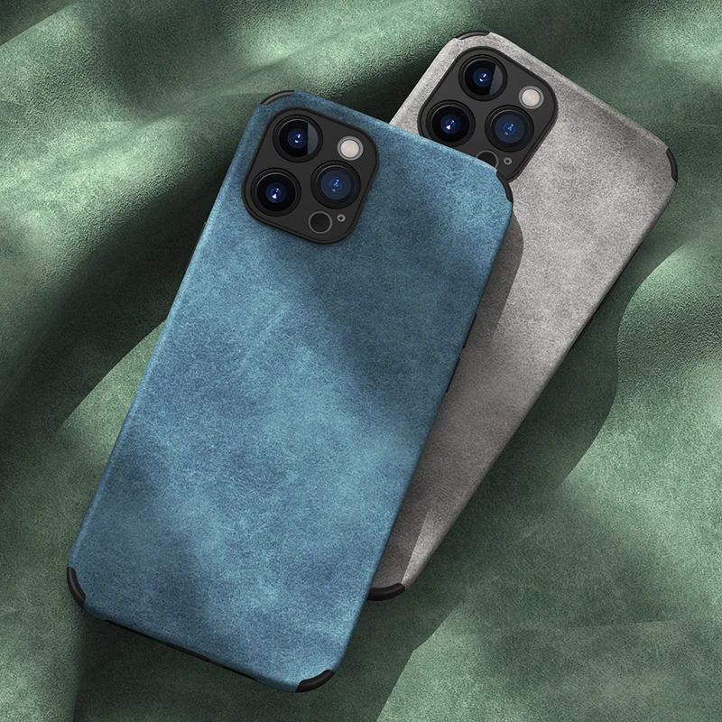 

﻿Luxury Shockproof Camera Lens Protection Silicone Leather Suede Mobile Phone Case For iPhone13 12 11 Pro Max XS XR 8 Back Cover