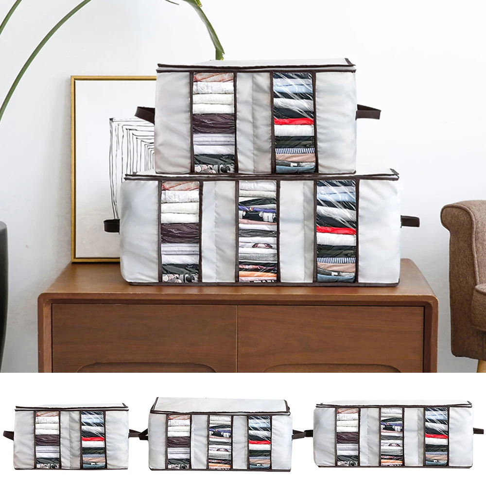 

Storage Bag For Clothes Blanket Portable Non-woven Folding Clothes Pillow Quilt Blanket Storage Fabric Folding Holder