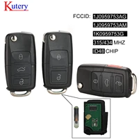 kutery 234 button flip remote key fob 434mhz id48 chip for vw beetle bora golf passat polo transporter t5 1j0 959 753 ag