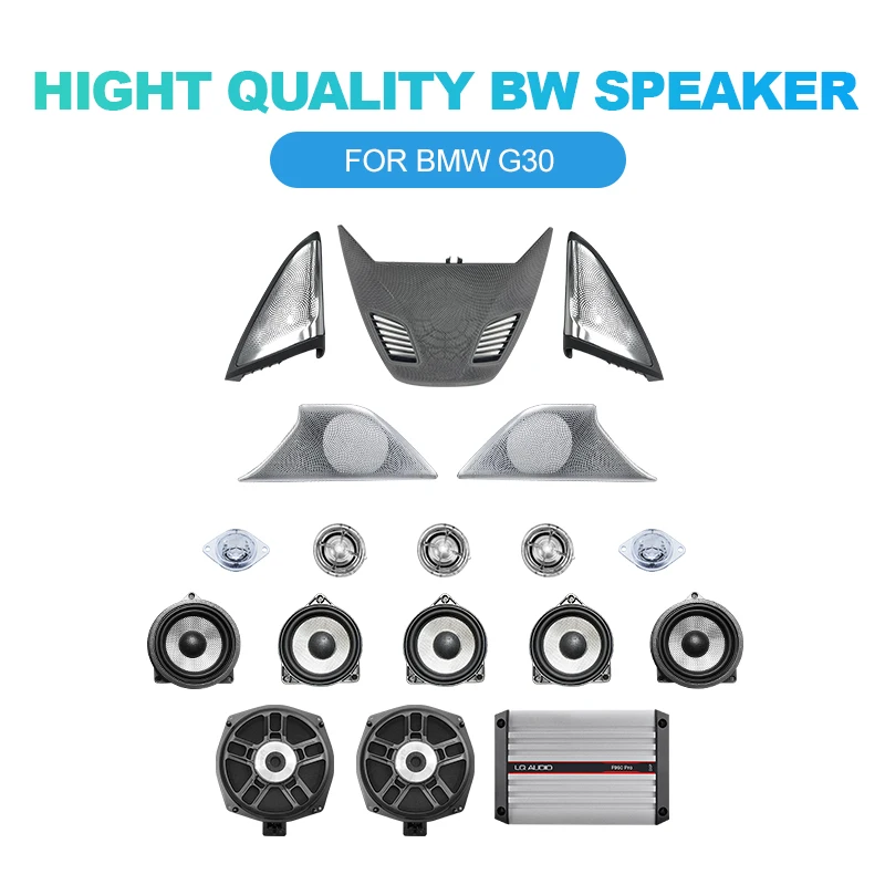 

Комплект для обновления звука для BMW G30 G38 5 серии твитер Средний сабвуфер HiFi музыкальный стерео гудок со светодиодный Ной подсветкой крышка динамика отделка Установка
