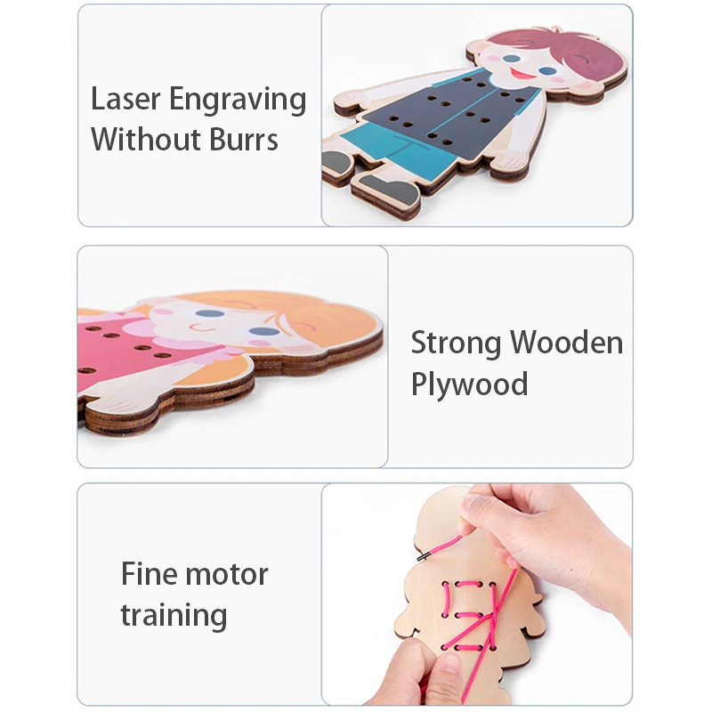 Детская деревянная доска для нарезки нитей Обучающие игрушки игра Монтессори со