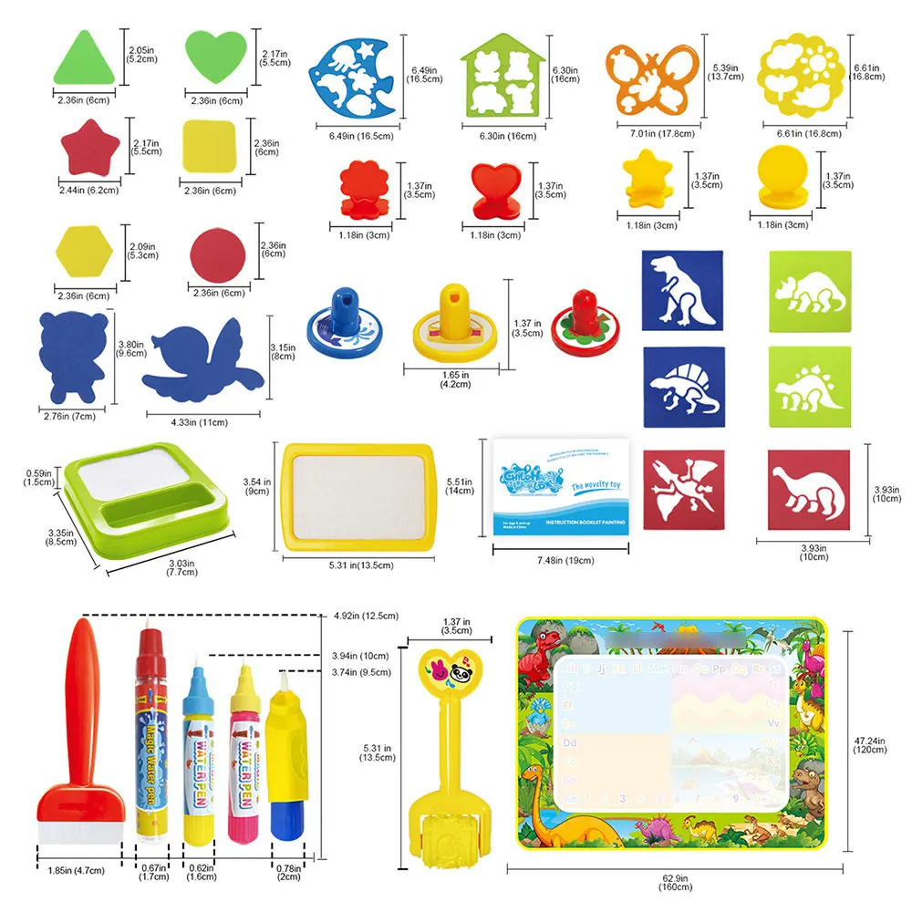 

Kids Water Doodle Mat Dinosaur Style Drawing Mat Educational Toys Coloring Books Magic Painting Board Toys Set Children Gifts